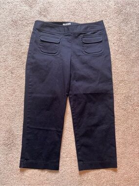 LOFT Black Slim Fit stretch Cotton Blend Capri Pants 8